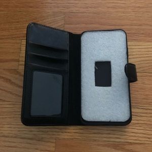 New Black Genuine Leather Wallet Case for iPhone